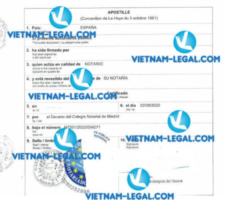 Apostille Bằng cấp tại Tây Ban Nha sử dụng tại Thụy Sỹ ngày 22 8 2022