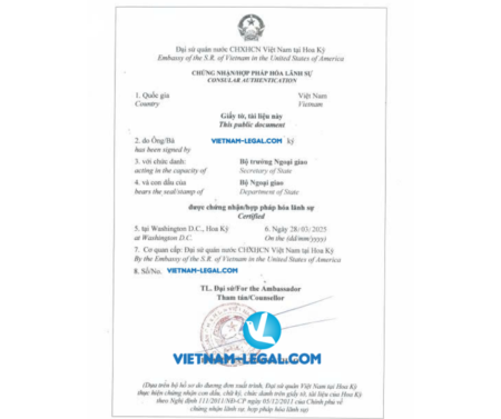 Chứng nhận FDA Mỹ về Vn