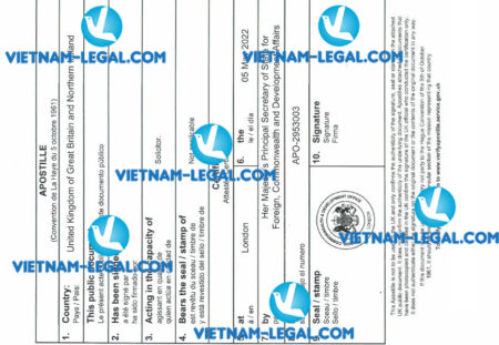 Kết quả Apostille Bằng Đại học cấp tại UK sử dụng tại Hàn ngày 5 5 2022