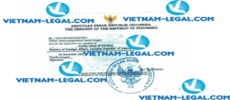 Kết quả Hợp pháp hóa Thư ủy quyền cấp tại Việt Nam sử dụng tại Indonesia ngày 16 11 2021