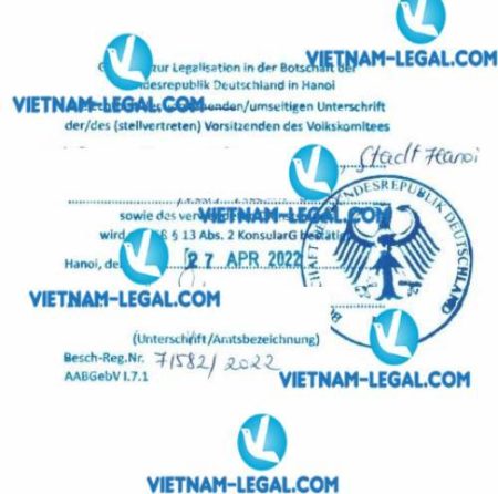 Kết quả hợp pháp hóa Giấy khai sinh cấp tại Việt Nam sử dụng tại Đức ngày 27 4 2022