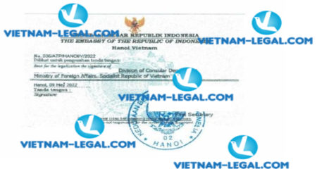 Kết quả hợp pháp hóa Thư ủy quyền Công ty của Việt Nam sử dụng tại Indonesia ngày 12 05 2022