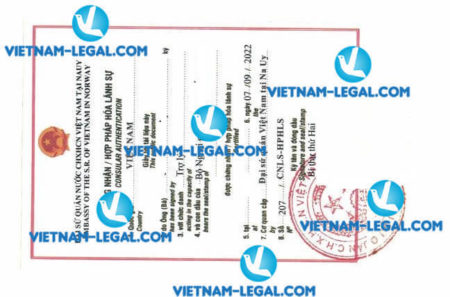 Kết quả hợp pháp hóa Xác nhận độc thân Na Uy sử dụng tại Việt Nam ngày 7 9 2022