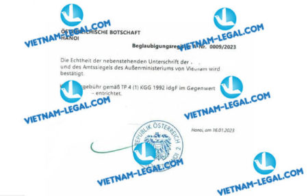 Kết quả hợp pháp hóa lãnh sự Bằng THPT cấp tại Việt Nam sử dụng tại Áo ngày 16 1 2023