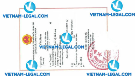 Kết quả hợp pháp hóa lãnh sự Điều lệ công ty cấp tạ B Vl sử dụng tại Việt Nam ngày 1 2 2023
