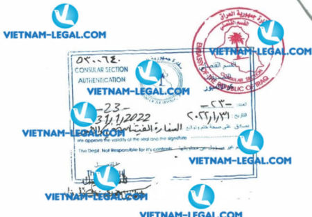 Kết quả hợp pháp hóa Đăng kí kinh doanh cấp tại Việt Nam sử dụng tại Iraq ngày 31 1 2022