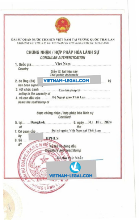 Lý lịch tư pháp của Thái dùng tại VN để xin gplđ