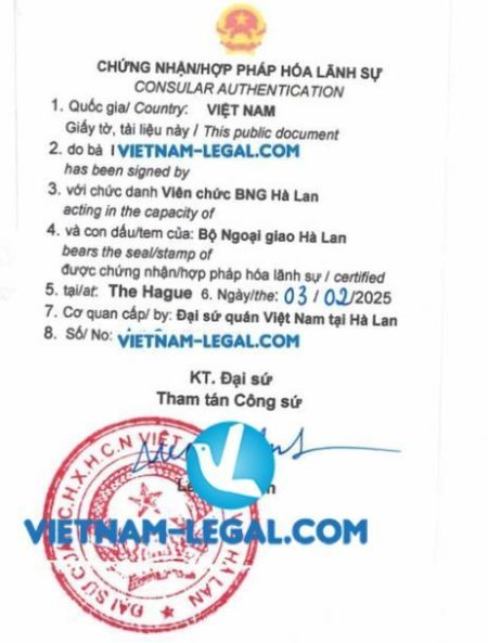 Giấy li hôn của Hà Lan dùng tại VN