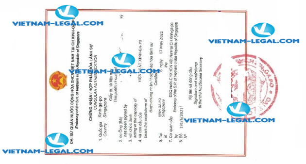 Kết quả thư bổ nhiệm cấp tại Singapore sử dụng tại Việt Nam ngày 17 05 2021