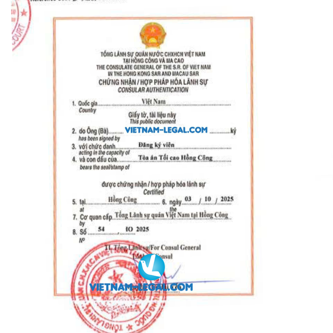 Thư ủy quyền và đky kinh doanh Hongkong dùng tại VN