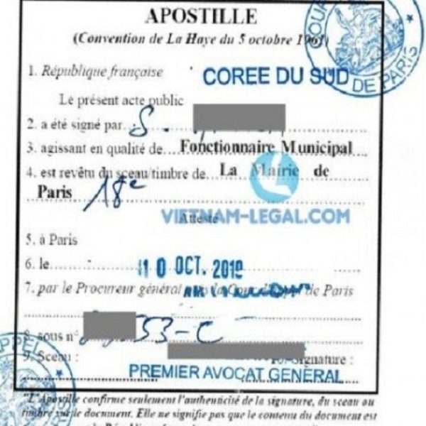 Apostille Giấy tờ Pháp dùng ở Hàn Quốc